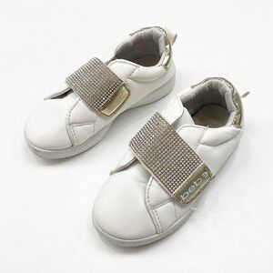 Bebe toddler girls white/gold rhinestone sneakers